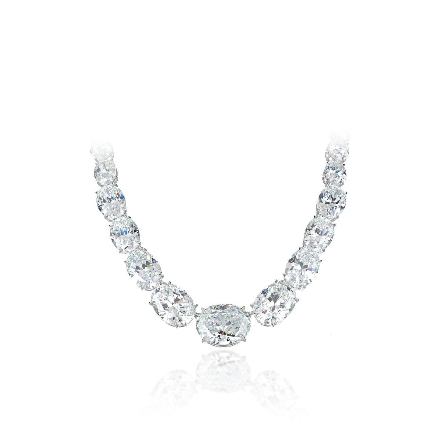 ECO Diamonds High Jewelry Collection: Limited edition for order: G color ovals in big carats tennis necklace #3600