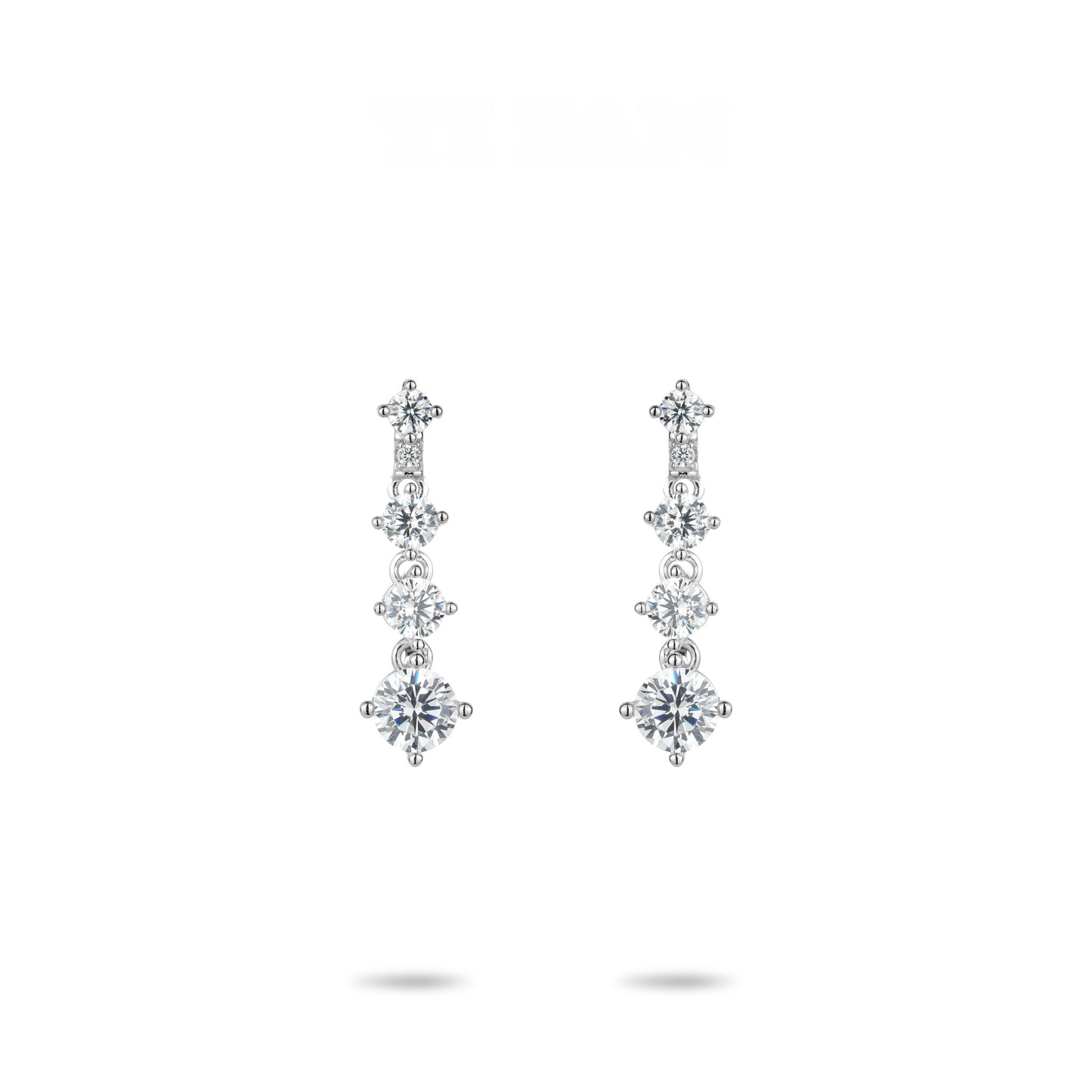 Eco Diamond Wedding Collection:VAMERAY 1.5 Carat In Each Graduated Round Brilliant Prong-Set Drop Earrings#2275