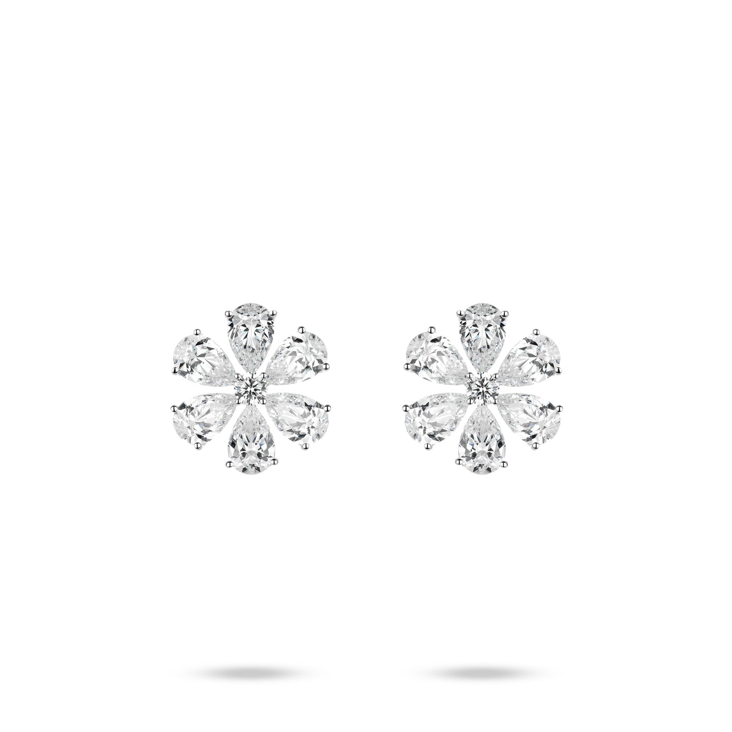 ECO Diamonds Wedding collection: VAMERAY Modern The Spring Flower 10 Carat In Each Pear Cut Flower Stud Earrings #6230