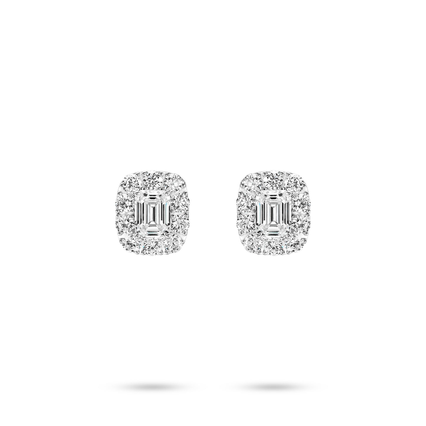 VAMERAY #3173 8 Carat In Each Emerald Cut Pave Halo Stud Earrings