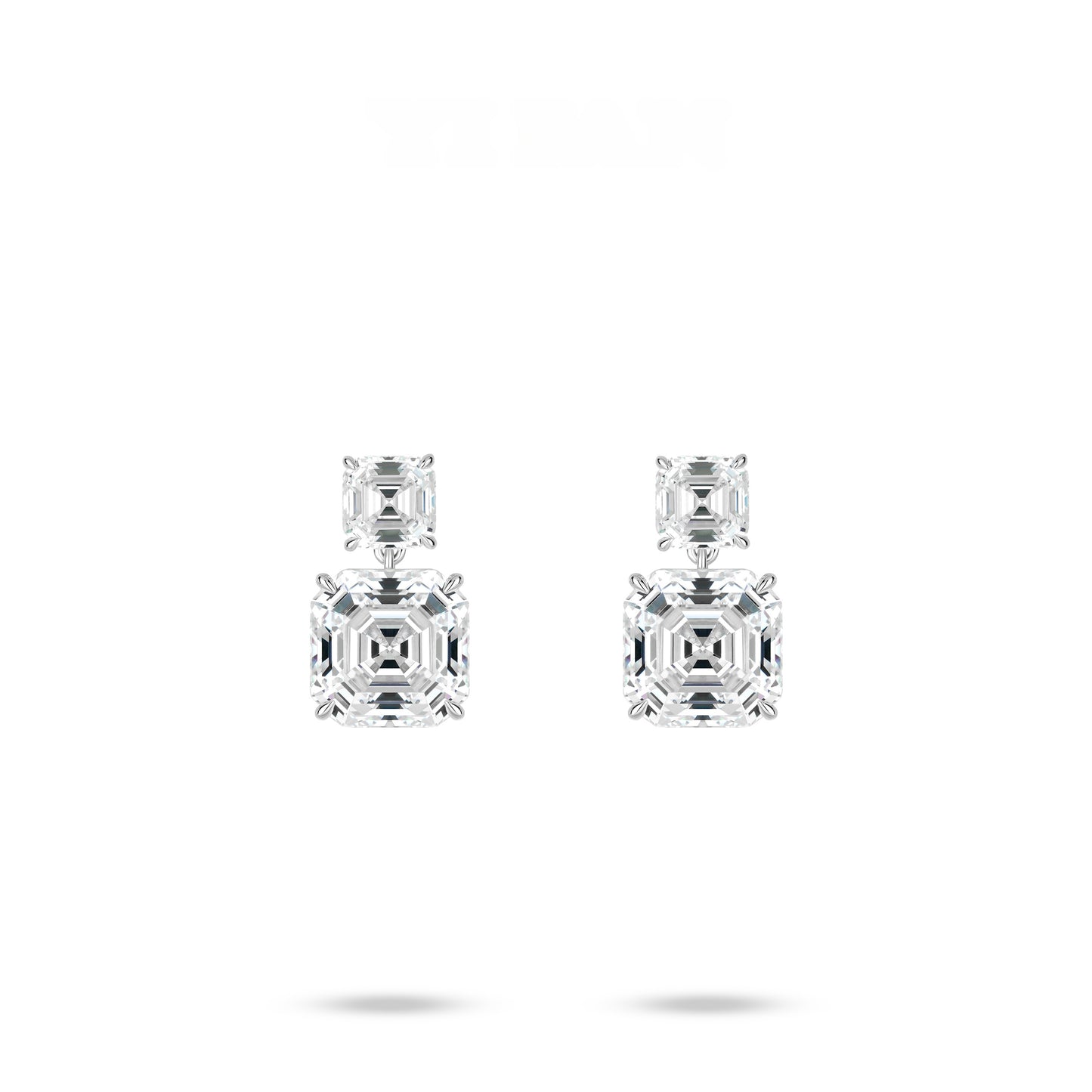 VAMERAY #3250 10 Carat In Each Graduated Asscher Cut Prong-Set Drop Earrings