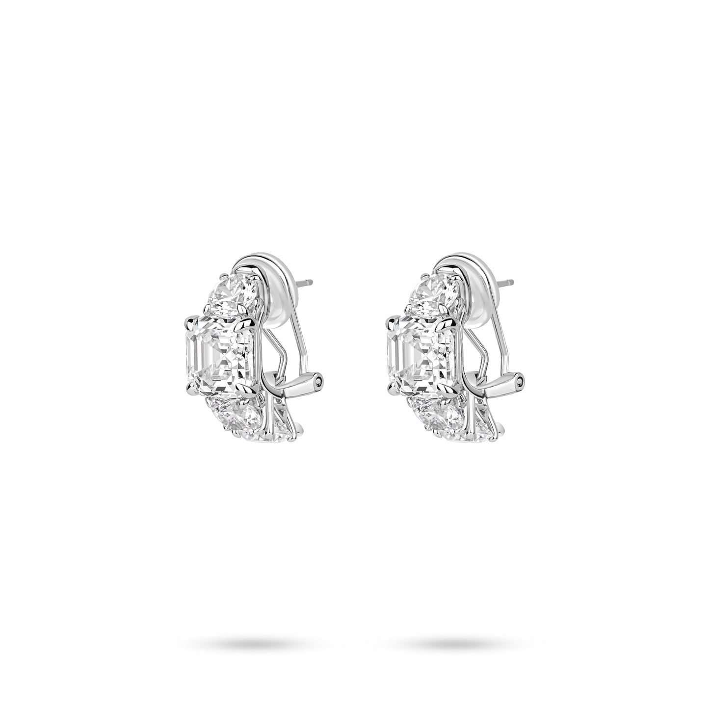 VAMERAY #3263 8 Carat In Each Asscher Graduated Prong-Set Accent Stud Earrings