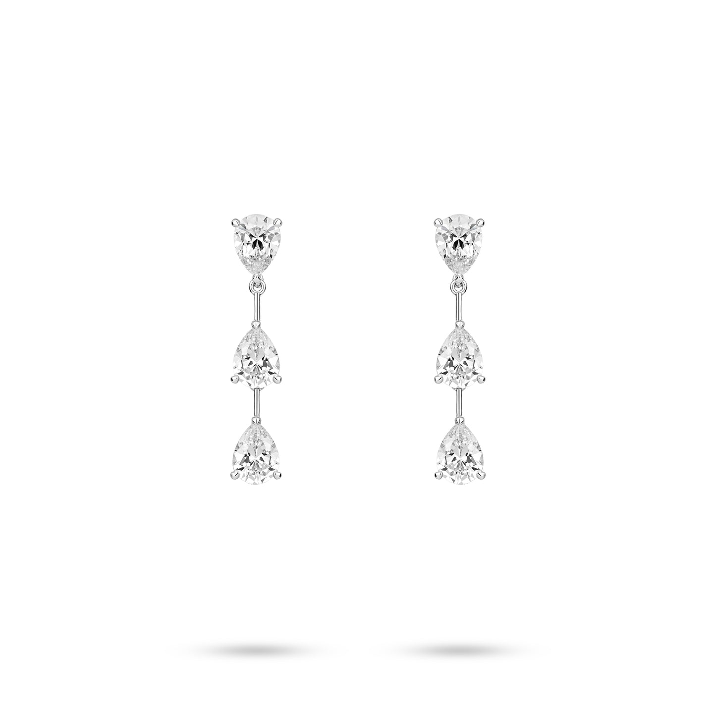 VAMERAY #3432 4 Carat In Each Graduated Pear Cut Linear Prong-Set Dangle Earrings