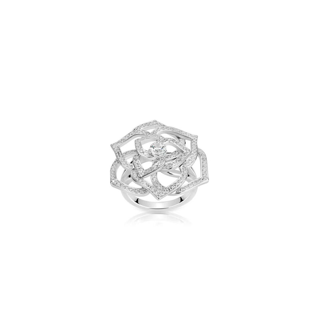 Ethereal Blossom Collection: Modern Luminary Hollowed Rose exquisite Ring #10630