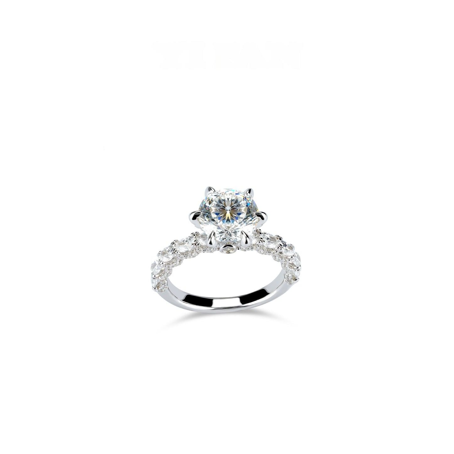 VAMERAY #32701 5 Carat Center Round Brilliant Prong-Set Accent Ring