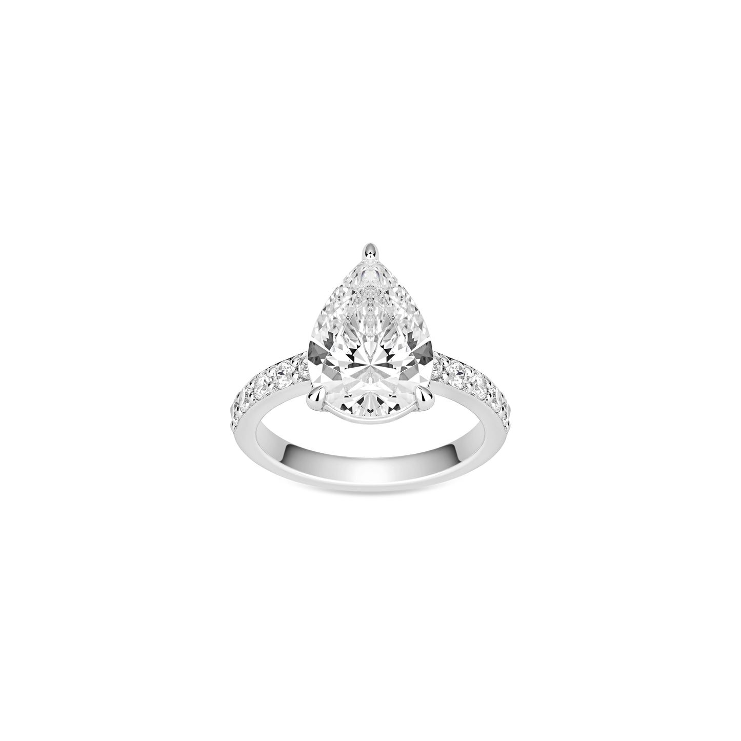 VAMERAY #33027 4.5 Carat Pear Cut Accent Pave Prong-Set Engagement Ring