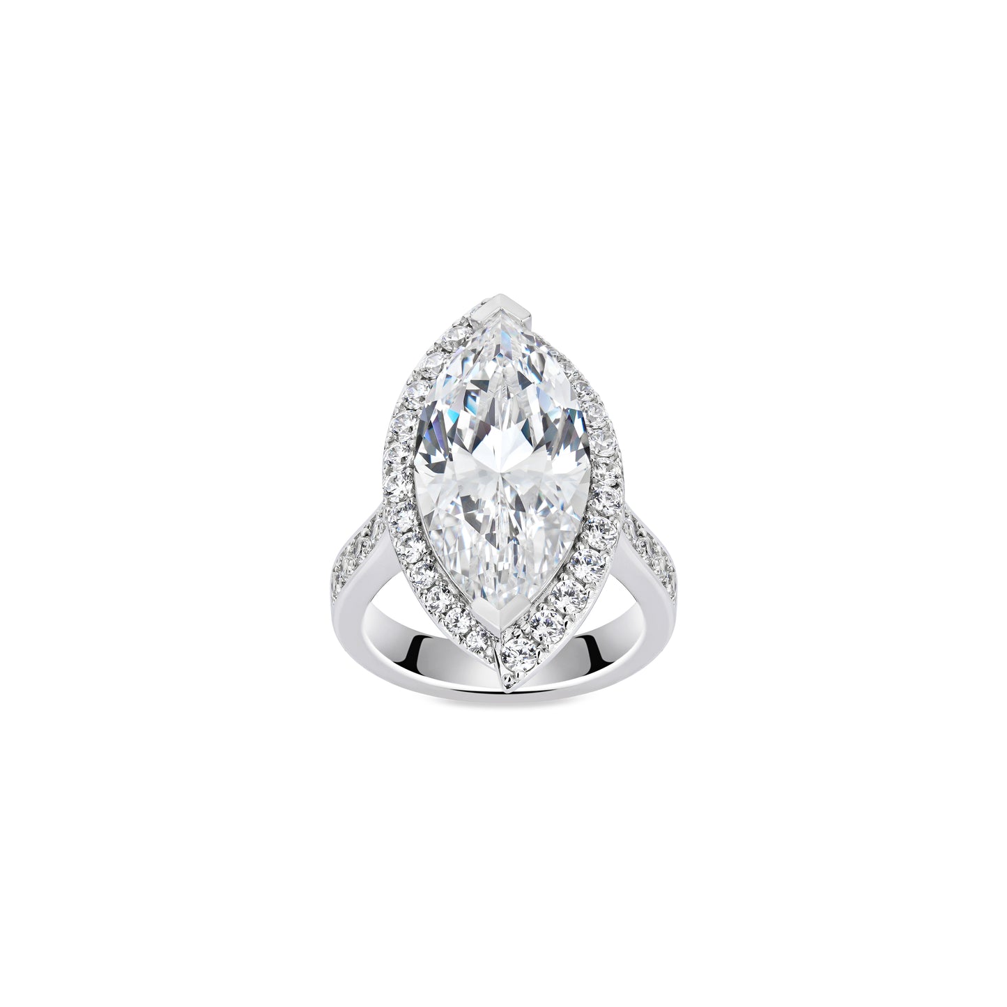VAMERAY #49106 10 Carat Halo Pave Marquise Cut Statement Ring
