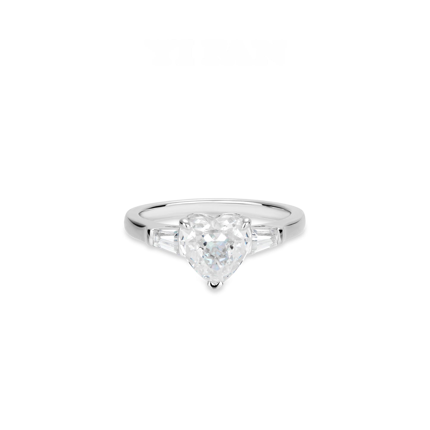 Wedding Collection: VAMERAY #6211 4 Carat Three-Prong Heart Cut Baguette Accent Ring
