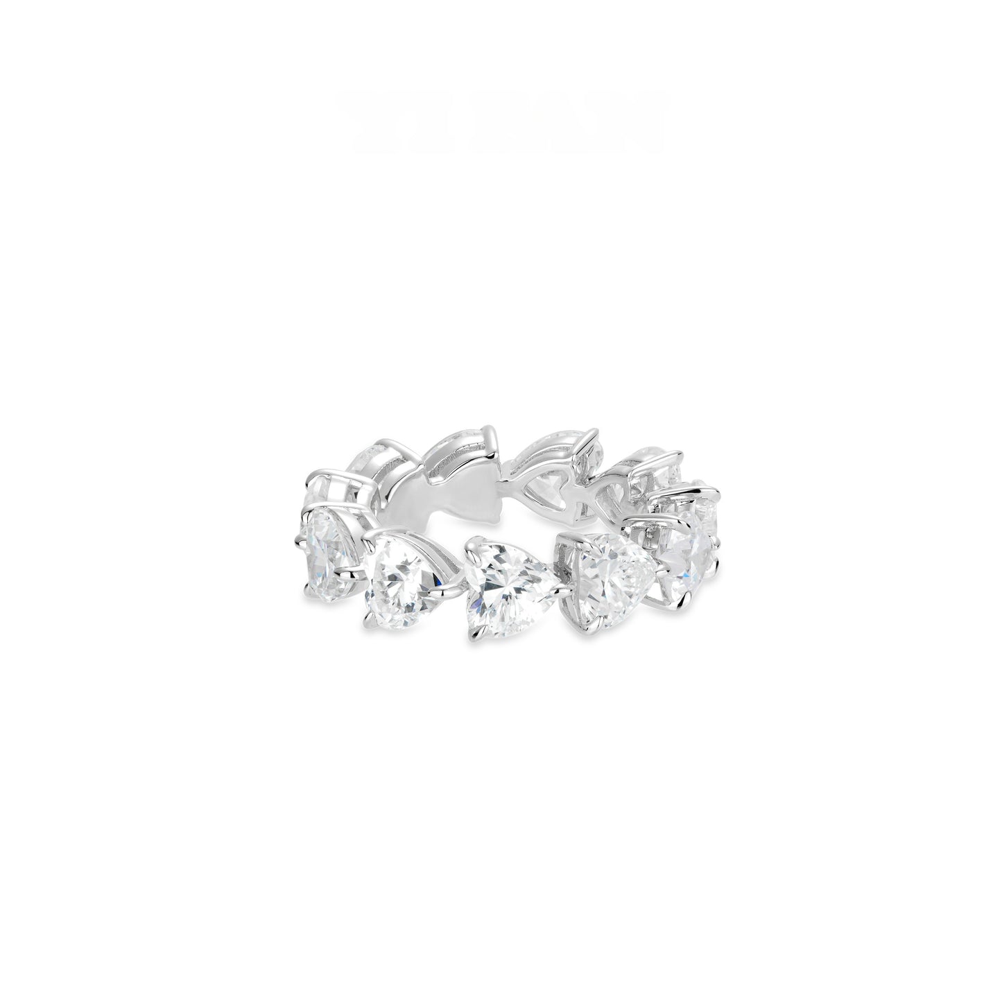 VAMERAY #6212 15 Carat Full Eternity Heart Cut Prong-Set Ring