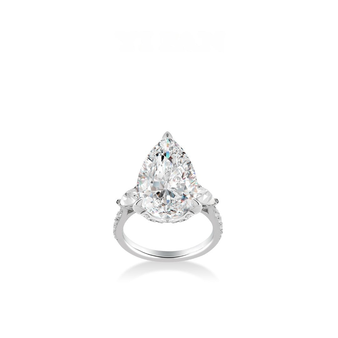 ECO Diamonds Micro-setting D color VAMERAY 23 Carat Pear White Ring#12116