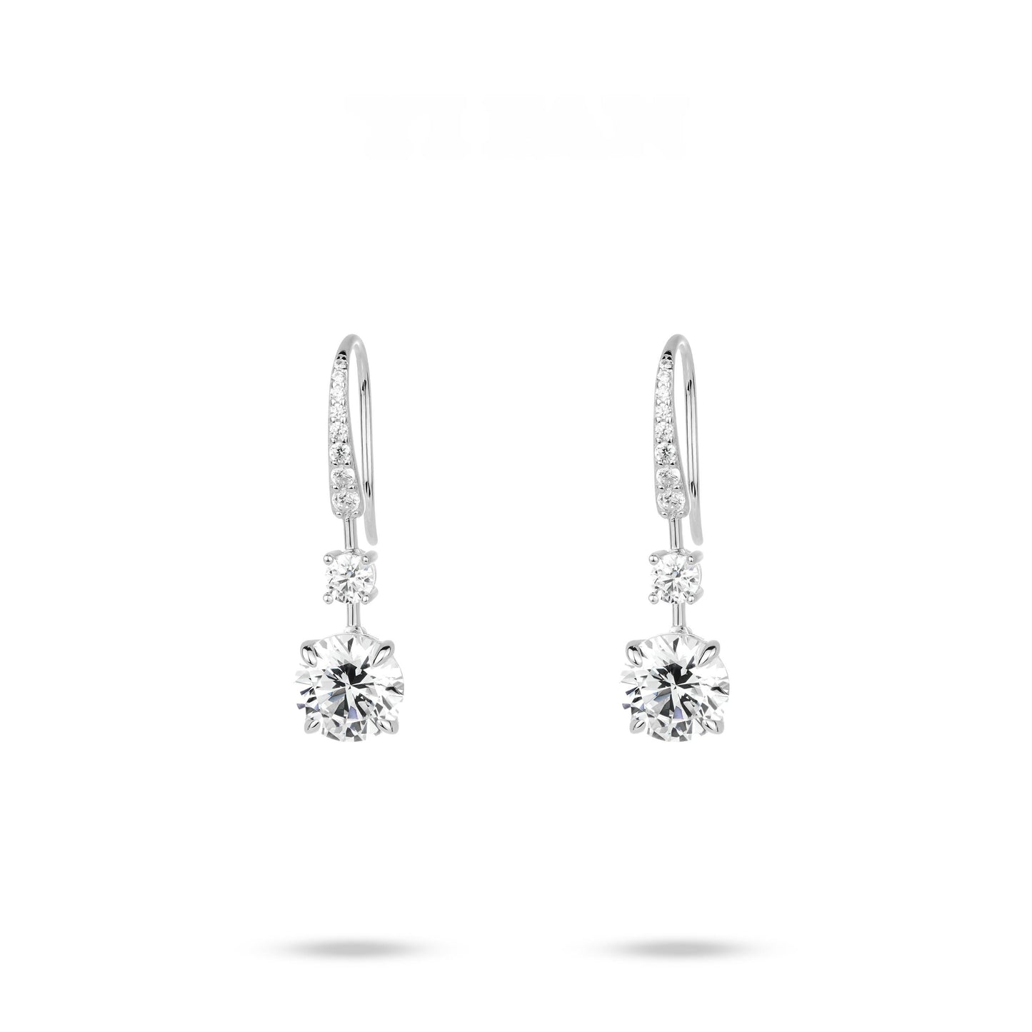ECO Diamonds Micro-setting Collection VAMERAY 3.5 Carat In Each In Each Graduated Round Brilliant Prong-Set Drop Earrings #6202