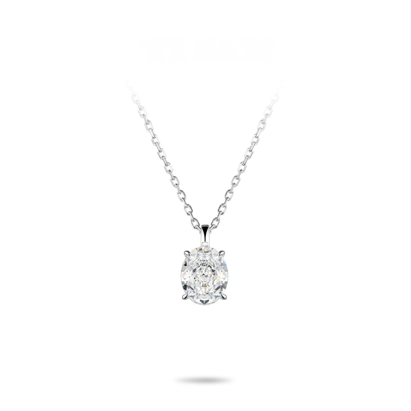 ECO Diamonds Newbie's Gift White color VAMERAY 4 Carat Promote Oval Necklace#3020