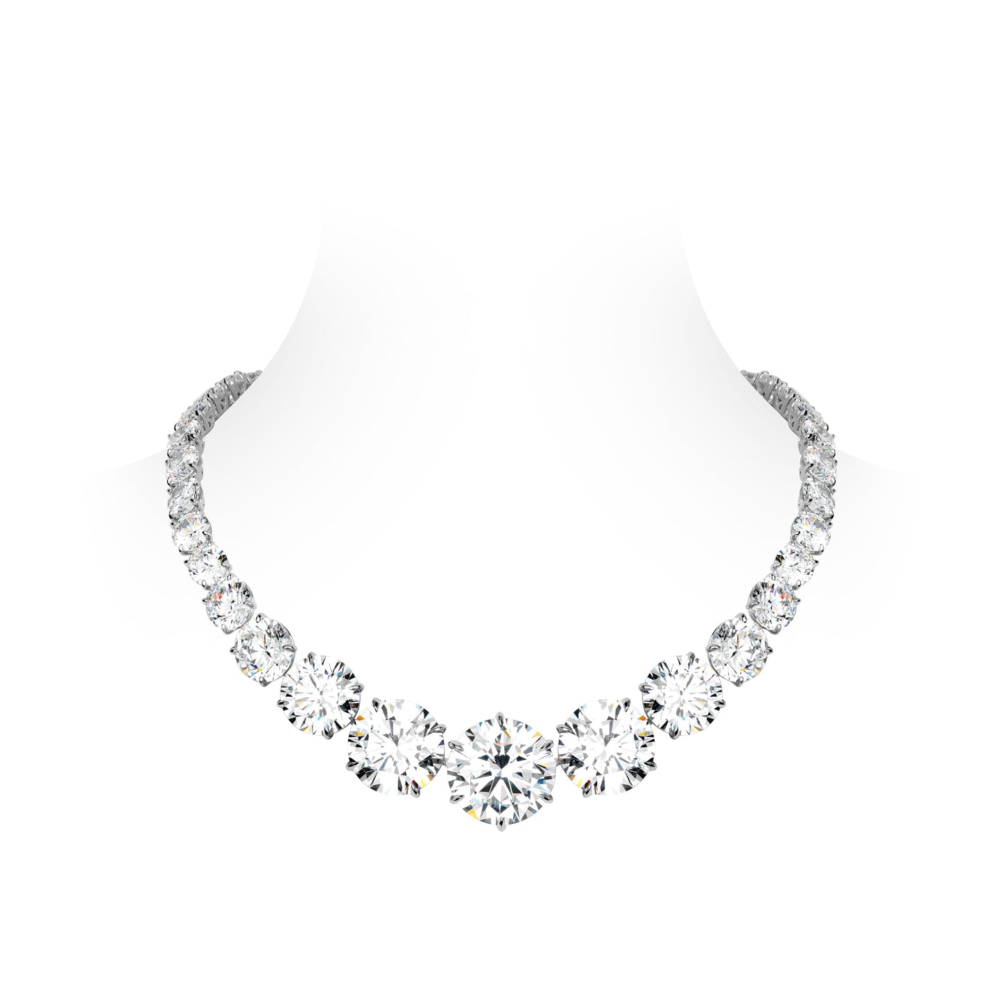 Eco Diamond Magnificent High Jewelry collection: VAMERAY Luxury Series Graduated Round Brilliant Prong-Set Tennis Necklace #20692