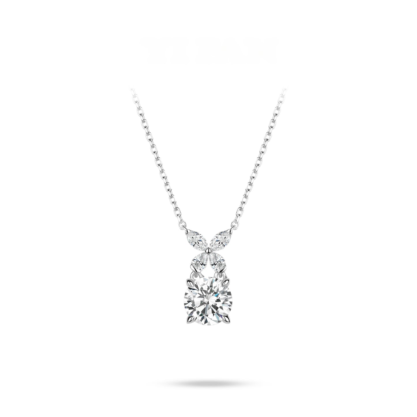 ECO Diamond Wedding Collection:VAMERAY 3.5 Carat Butterfly Marquise Accent Round Brilliant Pendant Necklace#2350