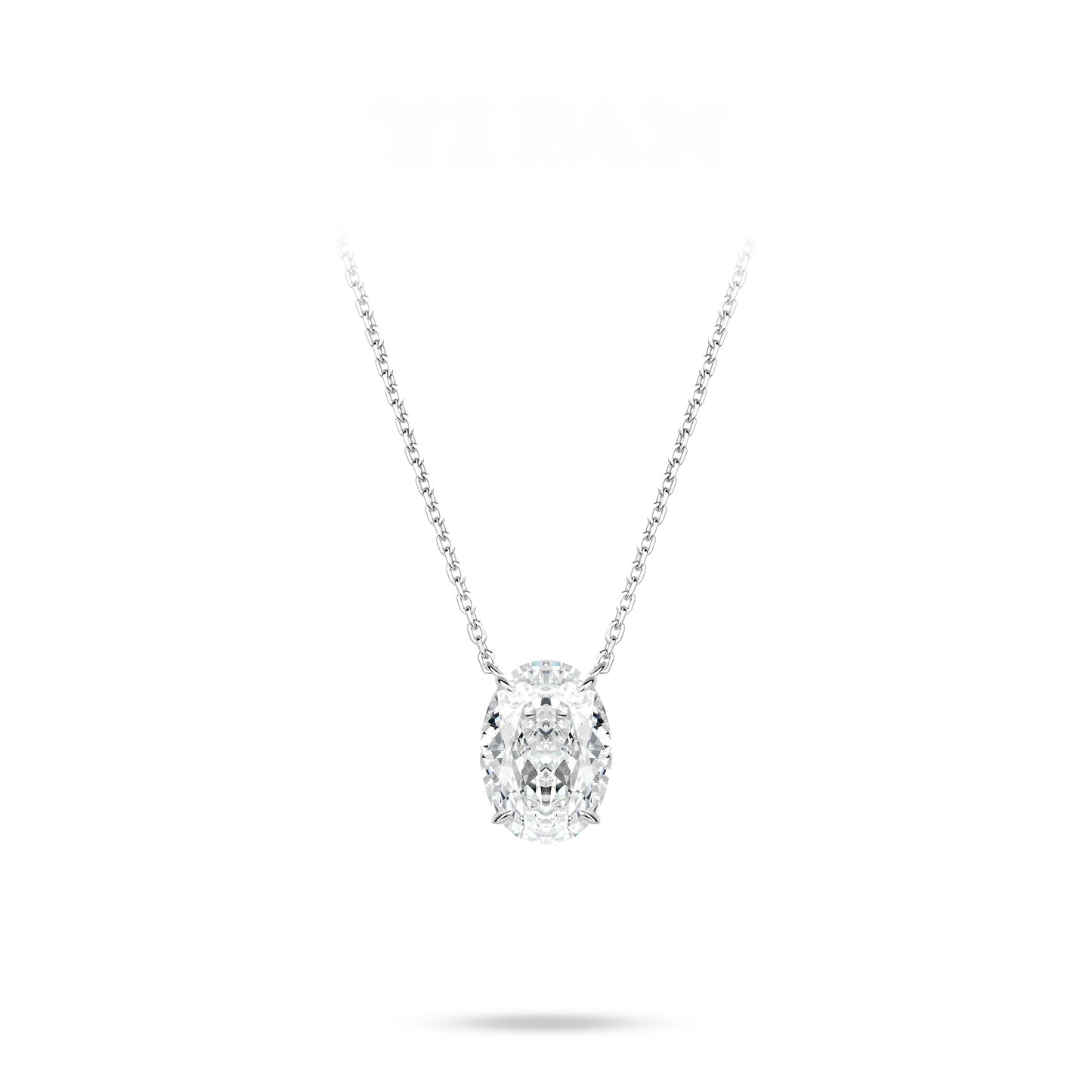 VAMERAY #6220 Oval Cut Pave Bail Pendant Necklace
