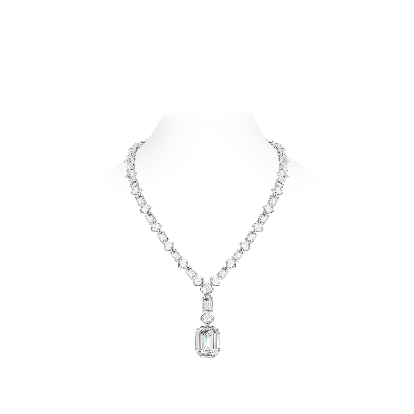 VAMERAY Luxury Series Multi-Cut Graduated Emerald Cut Drop Tennis Necklace #3601