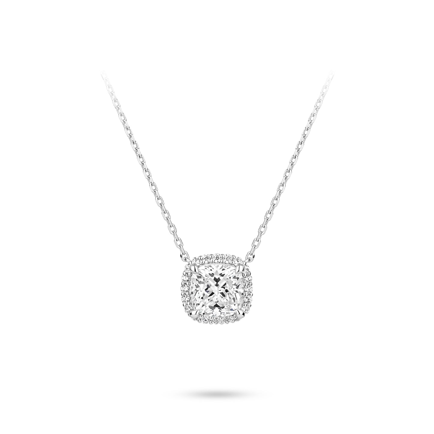 VAMERAY #4983 6 Carat Halo Cushion Cut Accent Prong-Set Pendant Necklace