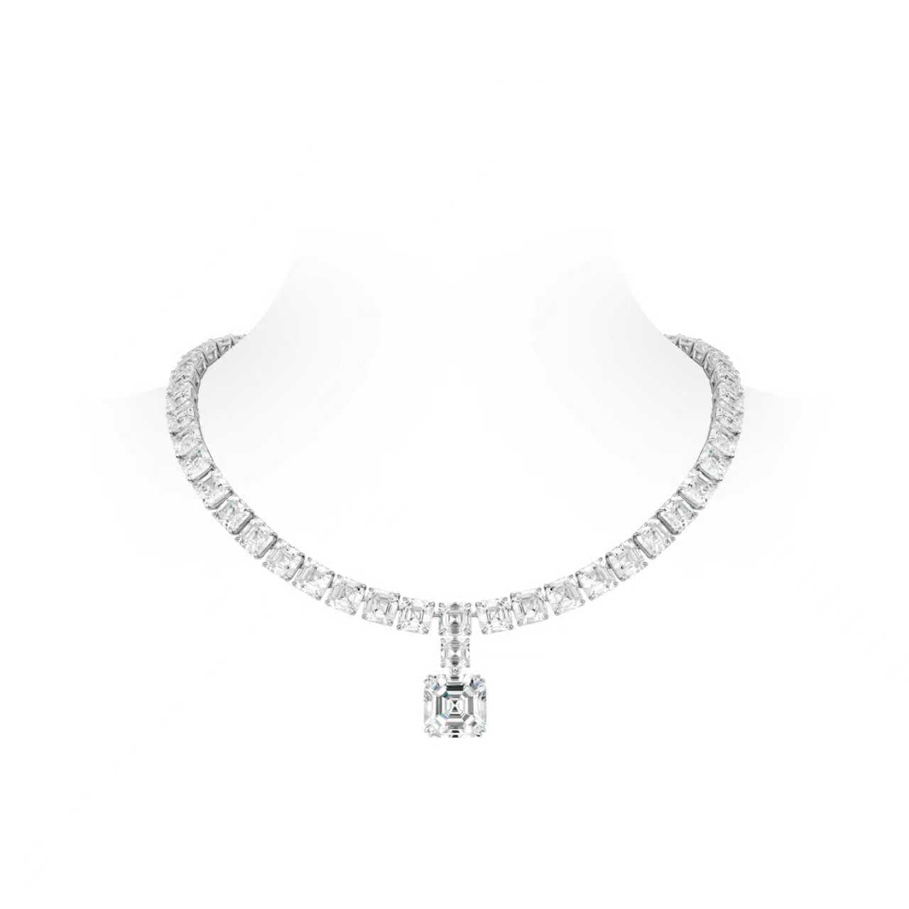 VAMERAY Luxury Series Asscher Cut Drop Tennis Necklace#6218