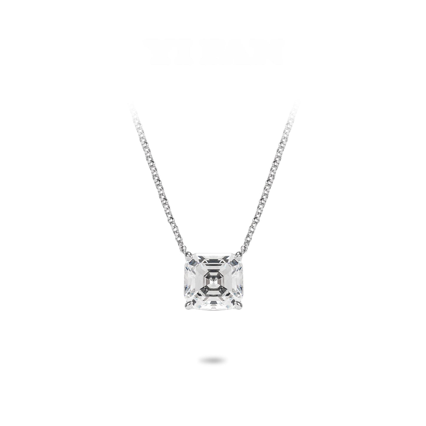 ECO Diamonds Newbie's Gift White color VAMERAY 5 Carat Promote Asscher Necklace#3018