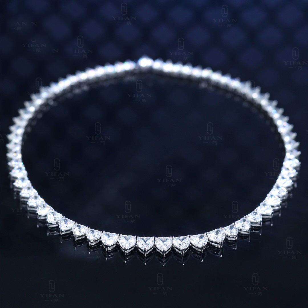 ECO Diamonds Wedding collection: VAMERAY Modern 77 Carat Prong-Set Heart Cut Tennis Necklace #3152