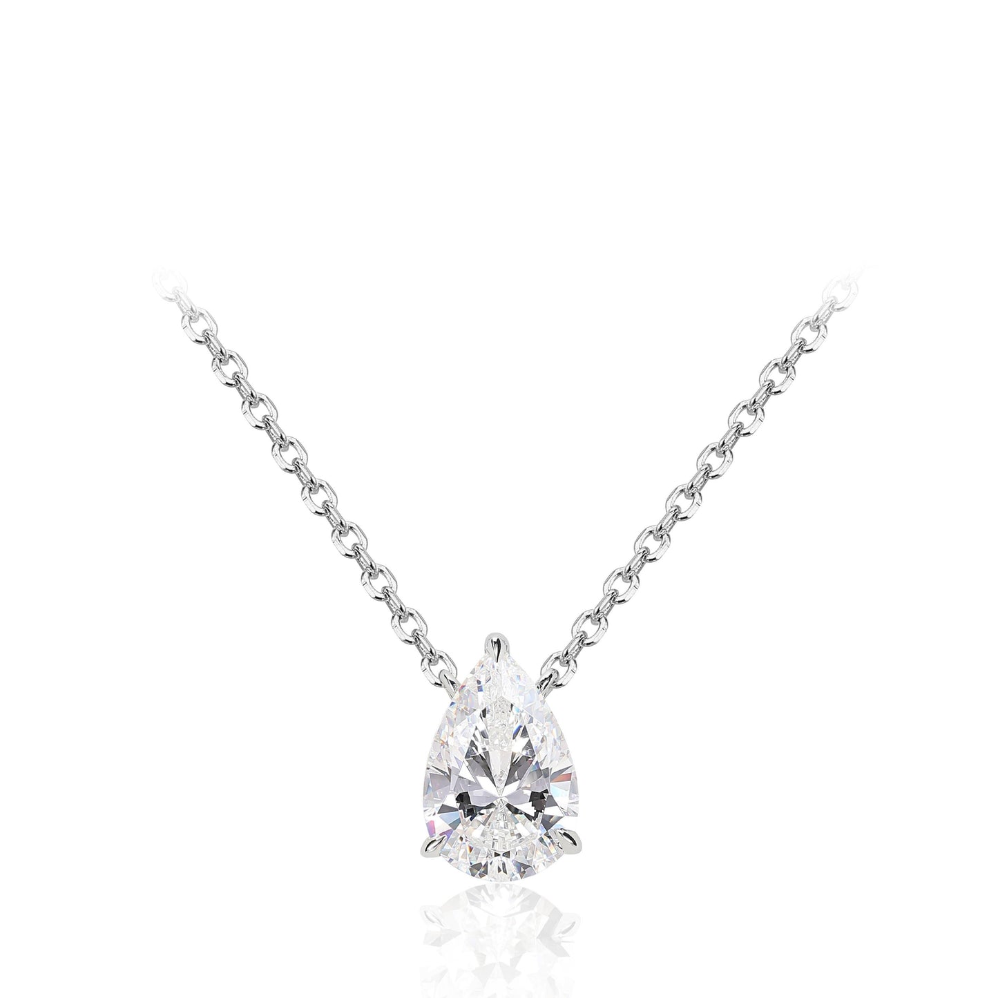 ECO Diamonds Newbie's Gift White color VAMERAY 3 Carat Promote Pear Necklace#3011