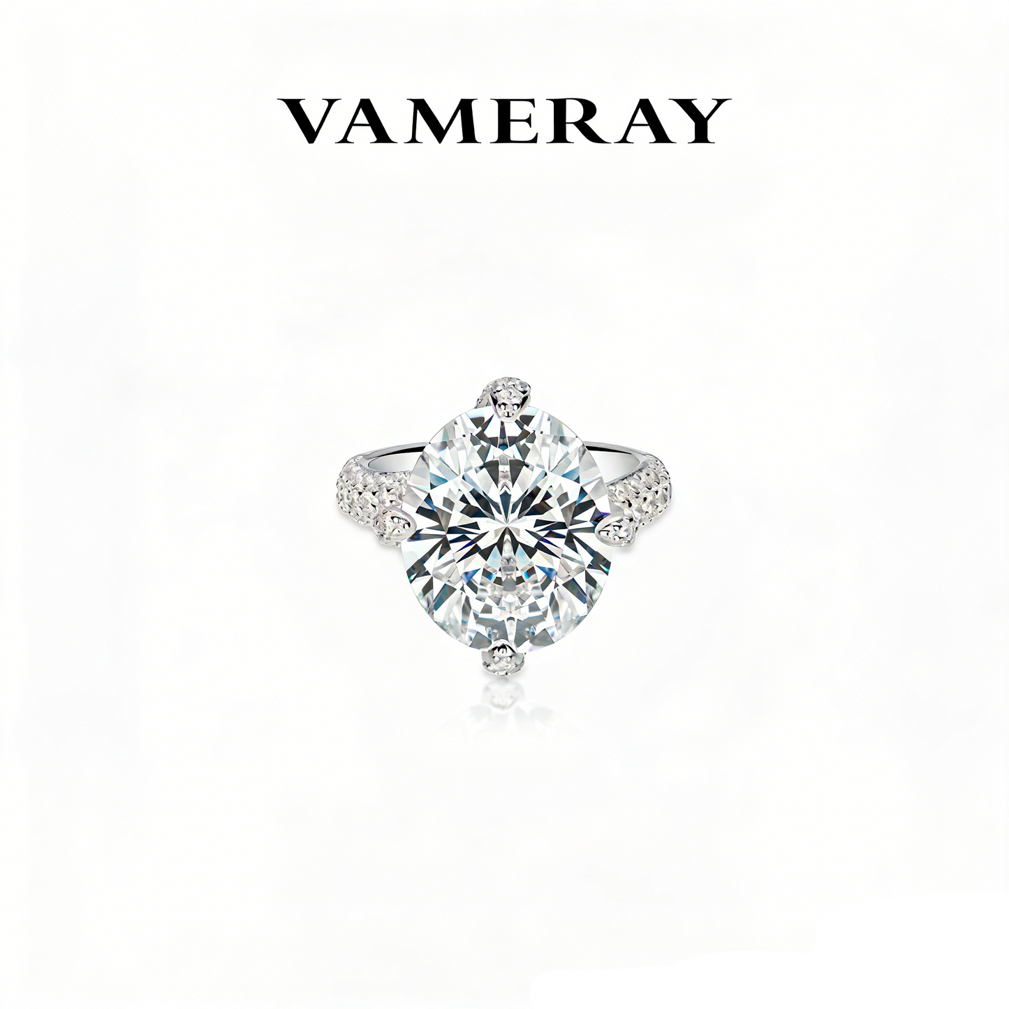 ECO Diamonds Micro-setting D color VAMERAY 44 Carat Oval White Ring#12298