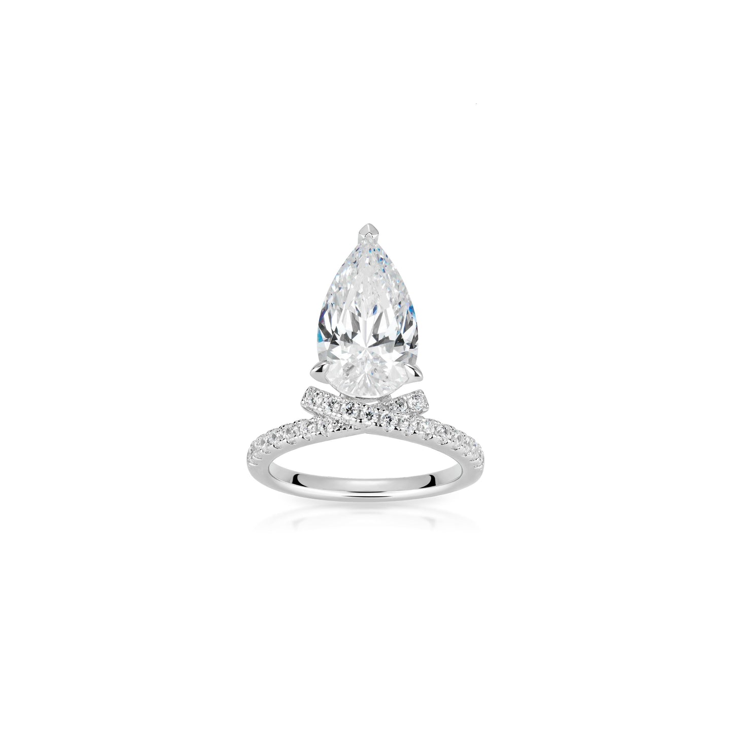 #10688 Eco Diamond Halo Pear White Ring