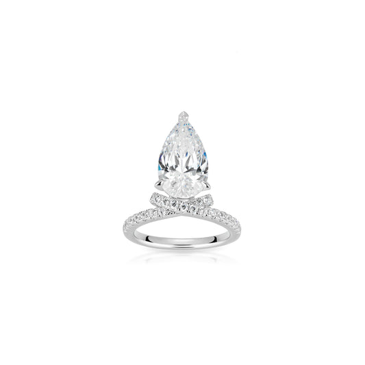 #10688 Eco Diamond Halo Pear White Ring