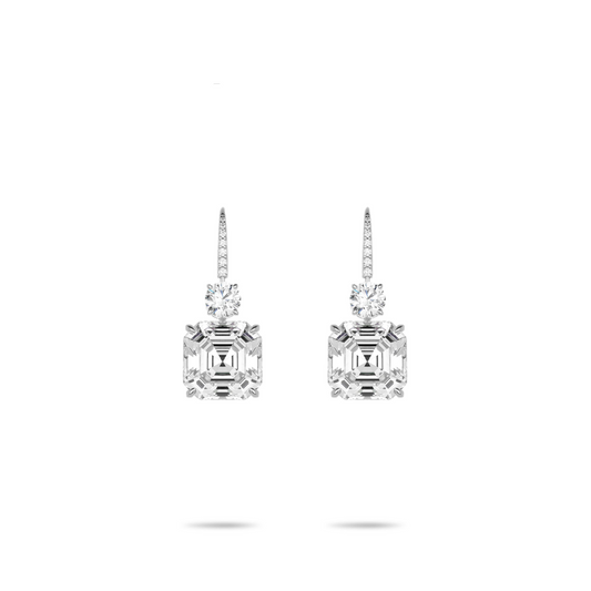 Wedding collection: Modern  Brilliant Asscher-cut Rocks  exquisite Dangle Earrings #3898 #03091