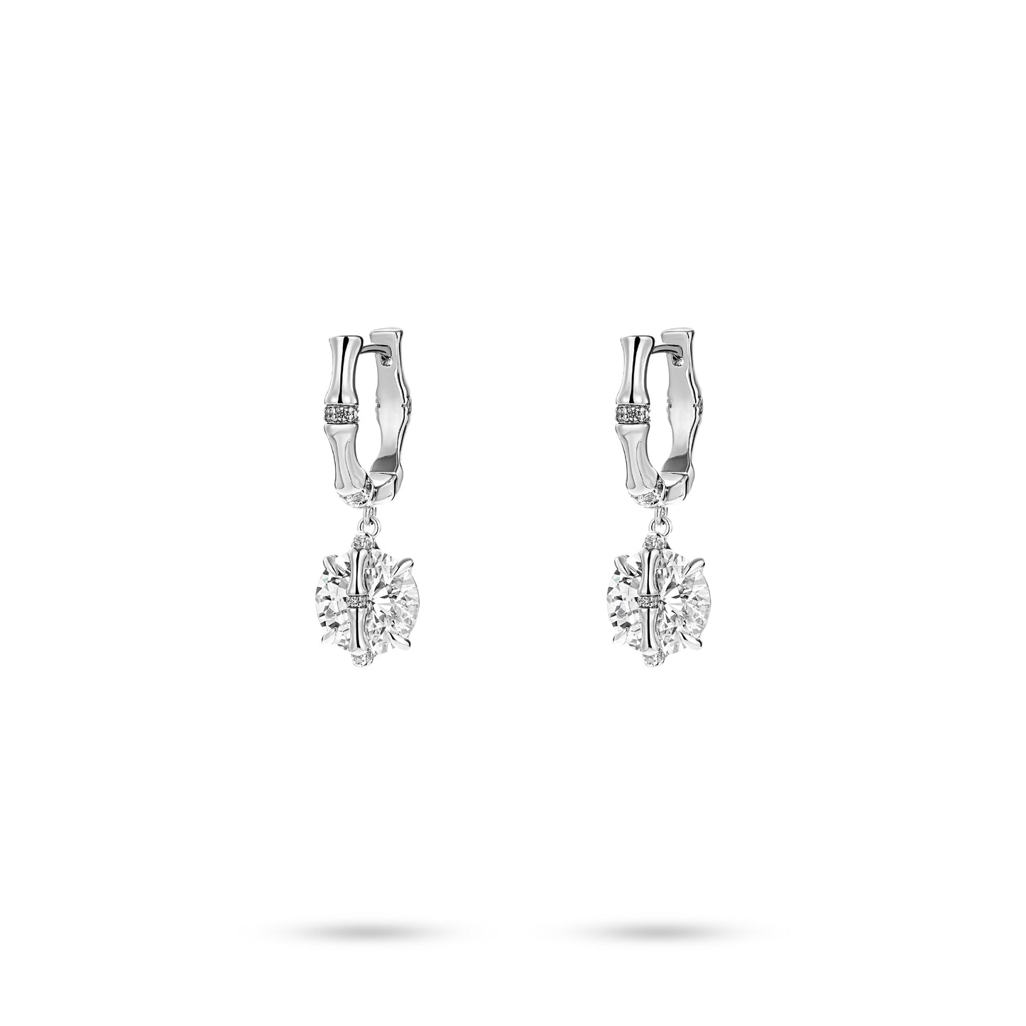 VAMERAY #3301 3.5 Carat In Each Bamboo Round Brilliant Accent Drop Earring