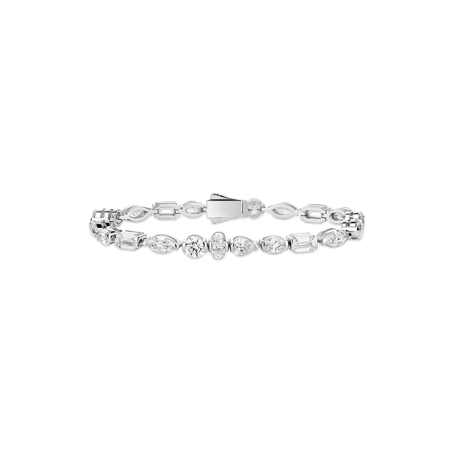 VAMERAY #46768 18 Carat Multi-Cut Station Prong-Set Tennis Bracelet