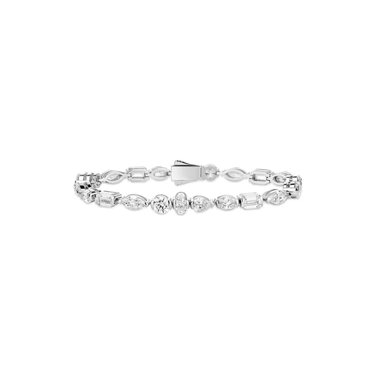 VAMERAY #46768 18 Carat Multi-Cut Station Prong-Set Tennis Bracelet