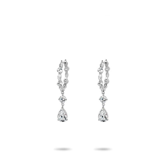 #30252 Eco Diamonds Irregular Shape (Pear/Round/Marquise) White Earrings
