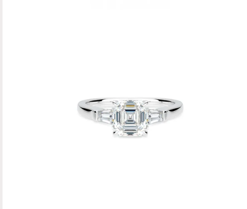 VAMERAY #6210 4 Carat Four-Prong Asscher Cut Baguette Accent Ring 4.5 size