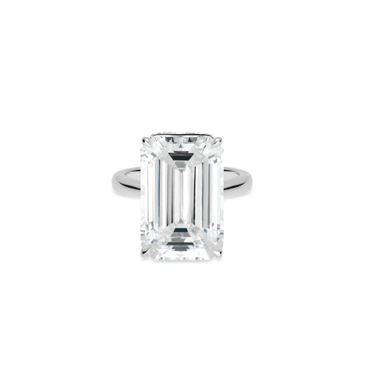Lab created gemstones Emerald-cut White 25 karat Ring #10258