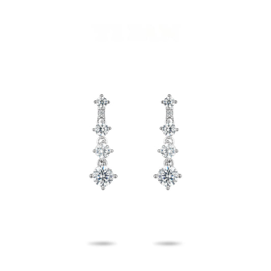Eco Diamond Wedding Collection:VAMERAY 1.5 Carat In Each Graduated Round Brilliant Prong-Set Drop Earrings#2275