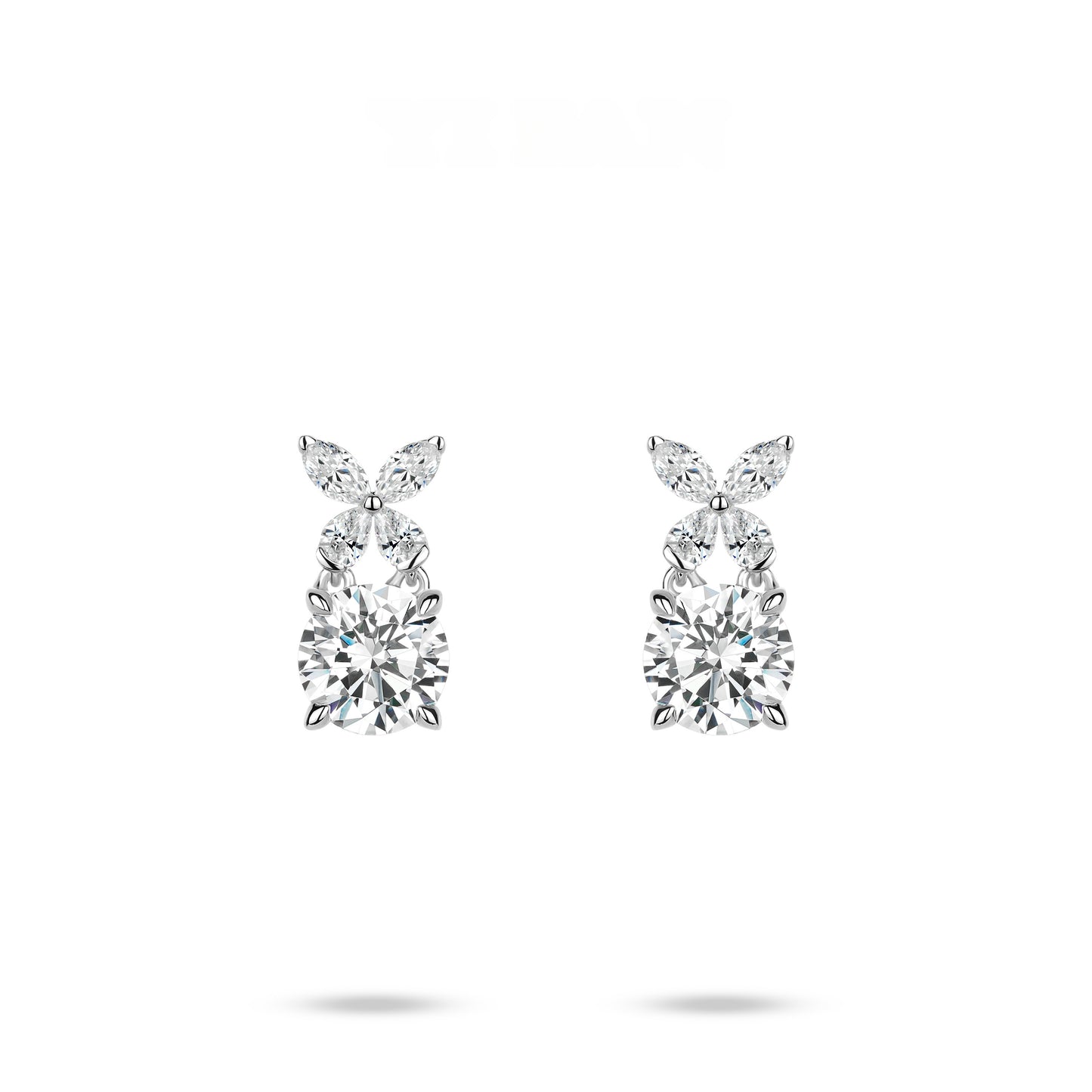 VAMERAY #2350 3.5 Carat In Each Butterfly Marquise Accent Round Brilliant Pendant Earrings