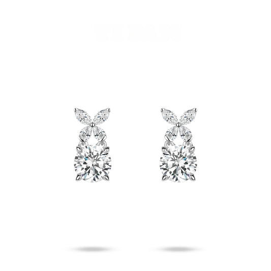 ECO Diamond Wedding Collection:VAMERAY 3.5 Carat In Each Butterfly Marquise Accent Round Brilliant Pendant Earrings #2350