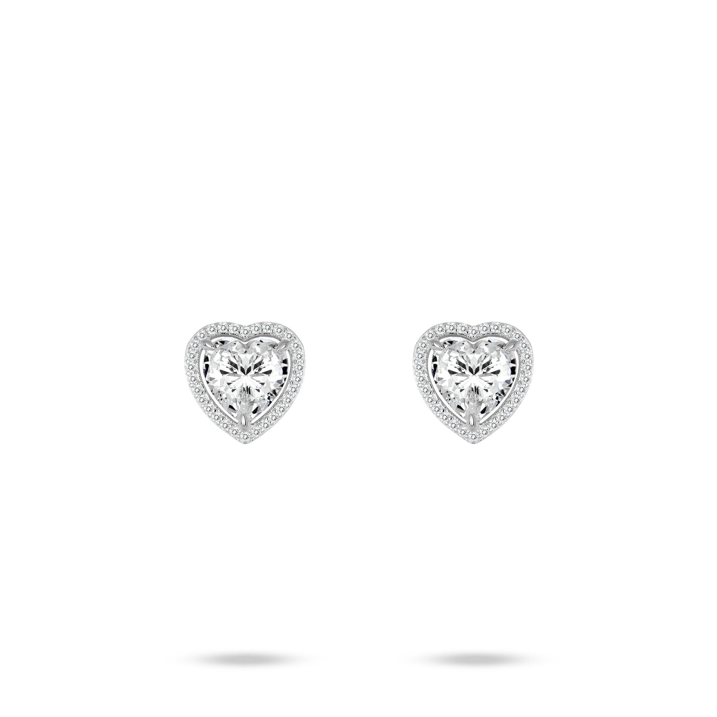 Eco Diamond Wedding collection: VAMERAY Modern Brilliant  Double-circle 9 Carat In Each Heart Round Brilliant Pave Halo Stud Earrings #2353