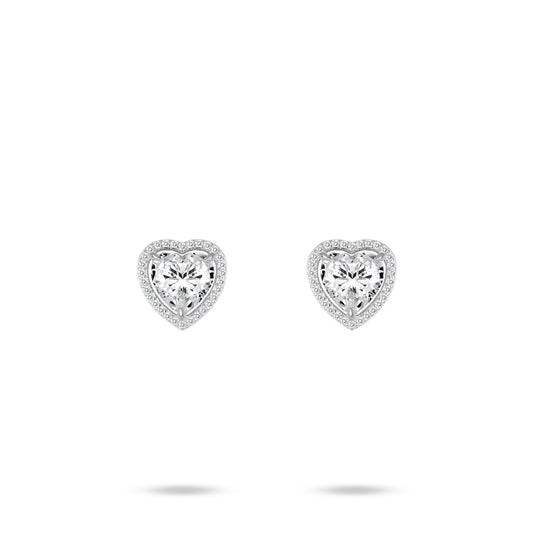 Eco Diamond Wedding collection: VAMERAY Modern Brilliant  Double-circle 9 Carat In Each Heart Round Brilliant Pave Halo Stud Earrings #2353