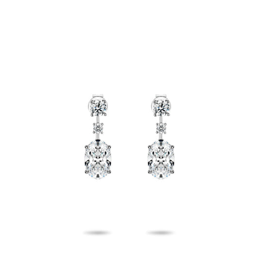 #30116 Wedding collection: Timeless Elegance  Eternal Sparkle Prestige  delicate Oval White Earrings