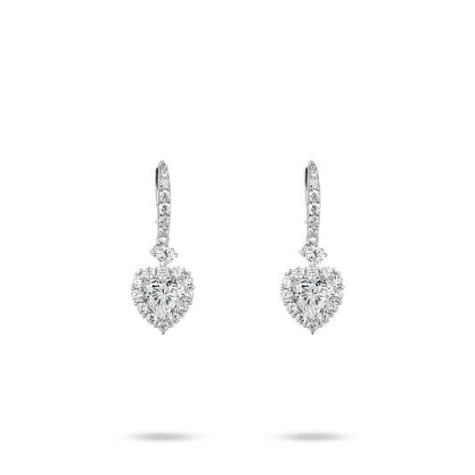 ECO Diamonds Pure Radiance Collection: VAMERAY Modern  lcy Shining Love Heart  exquisite unique Earrings 4 Carat In Each #6231