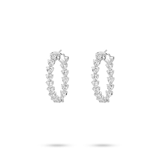 VAMERAY #3153 7.5 Carat In Each Heart Cut Continuous Prong-Set Hoop Earrings