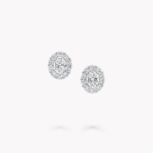VAMERAY #3156 4 Carat In Each Oval Cut Pave Halo Stud Earrings