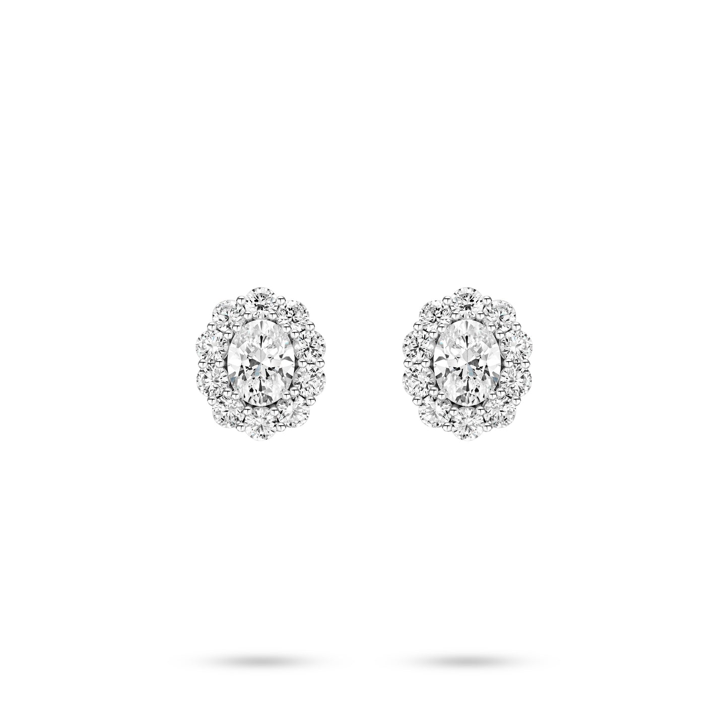 VAMERAY #3156 4 Carat In Each Oval Cut Pave Halo Stud Earrings