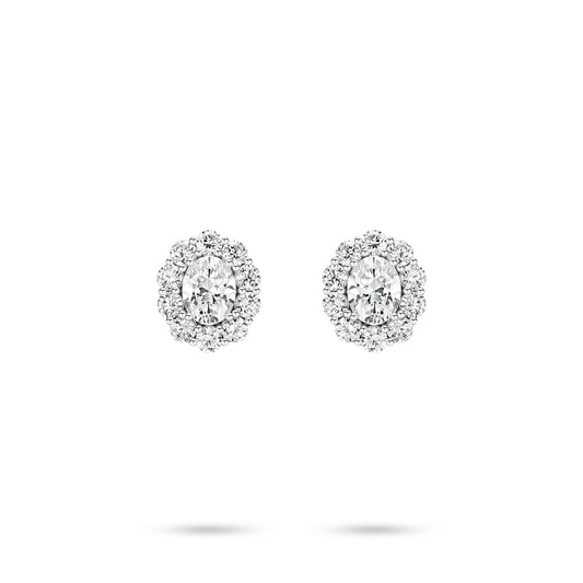 VAMERAY #3156 4 Carat In Each Oval Cut Pave Halo Stud Earrings