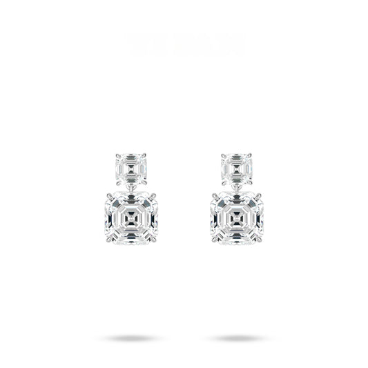 VAMERAY #3250 10 Carat In Each Graduated Asscher Cut Prong-Set Drop Earrings