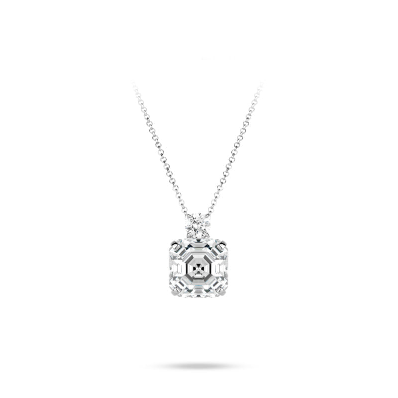 VAMERAY #3260 12 Carat Asscher Cut Solitaire Brilliant Prong-Set Pendant Necklace