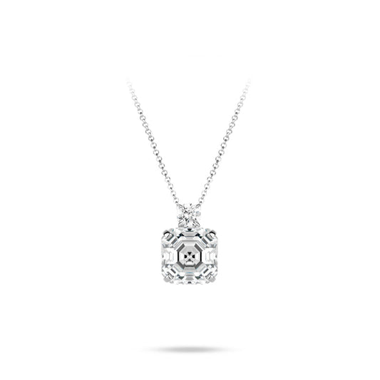 VAMERAY #3260 12 Carat Asscher Cut Solitaire Brilliant Prong-Set Pendant Necklace