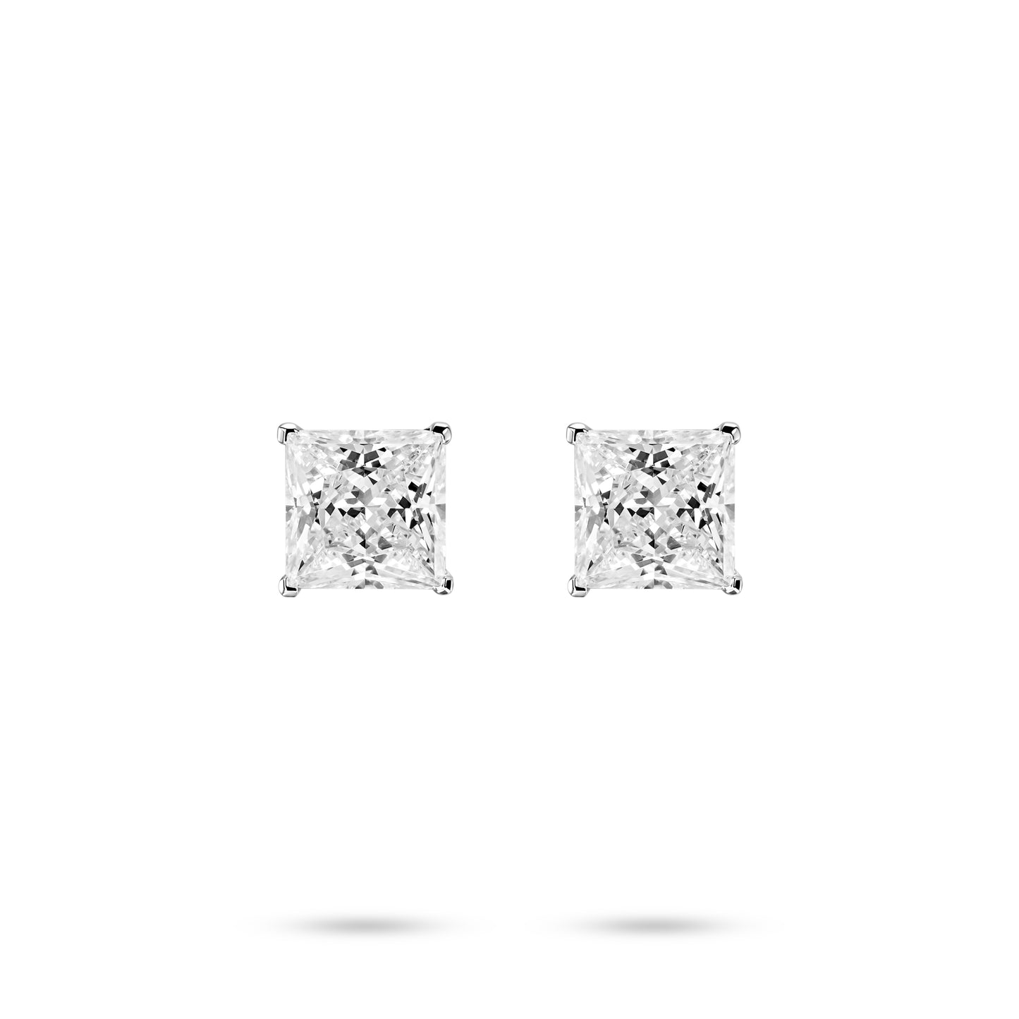 VAMERAY #3303 6.5 Carat In Each Princess Cut Solitaire Stud Earrings